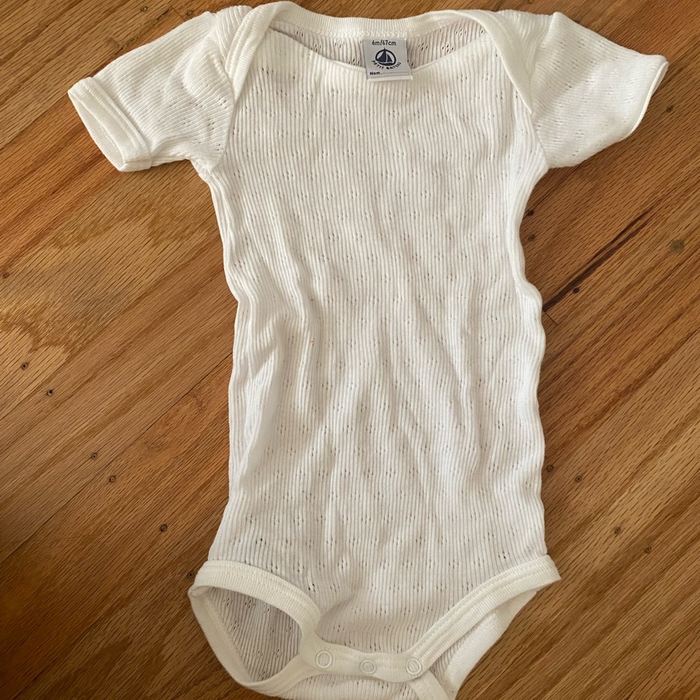 Petit Bateau white Ribbed Baby Bodysuit 0-6 months